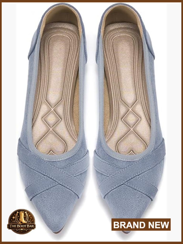 Suede Pointed Toe Ballet Flats - Memory Foam Slip On Dress Shoes